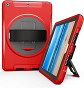 360 graden draaibare, rugged, case met screenprotector rood, zeer geschikt voor Horeca, Retail en School - Geschikt voor iPad 9.7 (2017 & 2018)