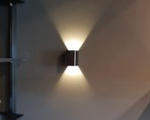 Wandspot 2-zijdig sfeerlicht |3W 3000K |  7 x 10cm zwart geborsteld