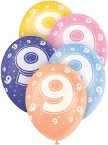 Haza Original Ballonnen 9 Jaar Multicolor 30 Cm 5 Stuks