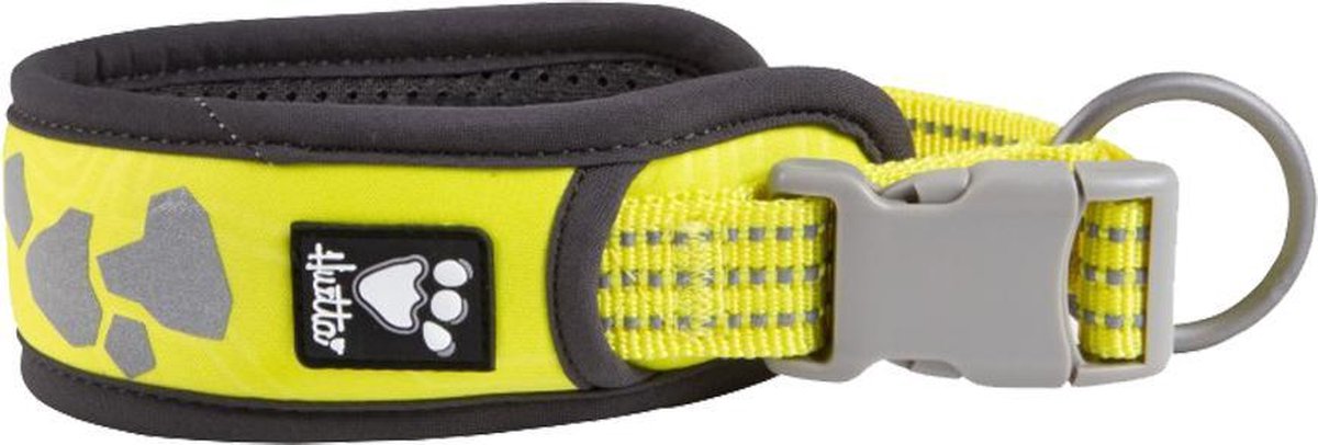 Hurtta Weekend Warrior Halsband / Hondenhalsband - Nylon-Neopreen - Mesh binnenvoering - Neon Lemon - Nekomtrek: 25 - 35 cm (GELIEVE ALVORENS EVEN OPMETEN)
