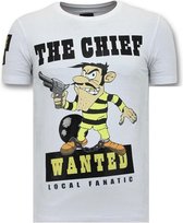 Local Fanatic Exclusive T-Shirt Homme Print - The Chief Wanted - T-Shirt Exclusif Blanc Homme Print - The Chief Wanted - T-shirt Homme Blanc Taille XXL