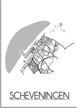 DesignClaud Scheveningen Plattegrond poster A4 + Fotolijst zwart (21x29,7cm)