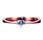 806 - Rose kleur - 925 Zilveren ring met hartje - Dames ring met Zirkonia hart - Eyecatcher - Ø 19.75mm