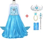 Jurk en set voor Meisjes - Prinsessenjurk - Verkleedkleding Prinses - Kinderkostuum - 2-3 jaar - 92-98 - Blauw