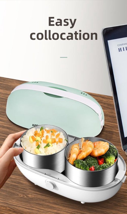 Mintgroene Luxe Lunchbox van Colourfam®| Elektrische Lunchbox | Makkelijk  Eten... | bol.com