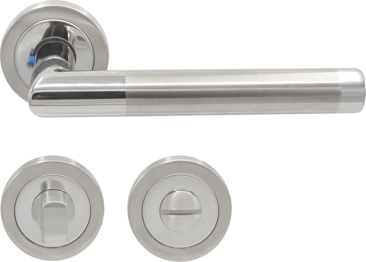 Slotman Solutions Deurklink WC – RVS – Rond Rozet – Toiletsluiting – Deurbeslag Set