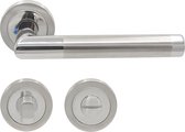 Slotman Solutions Deurklink RVS met rond rozet en toilet-/badkamersluiting - Duurzame en stijlvolle Deurkruk voor elke deur