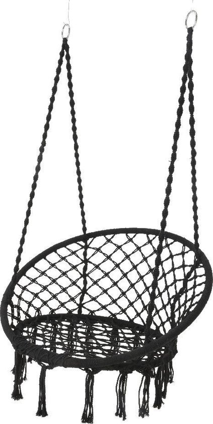 Bewolkt Smeren merk Potenza- Hangstoel knoet - hangstoelen van geknoopt touw - zwart | bol.com