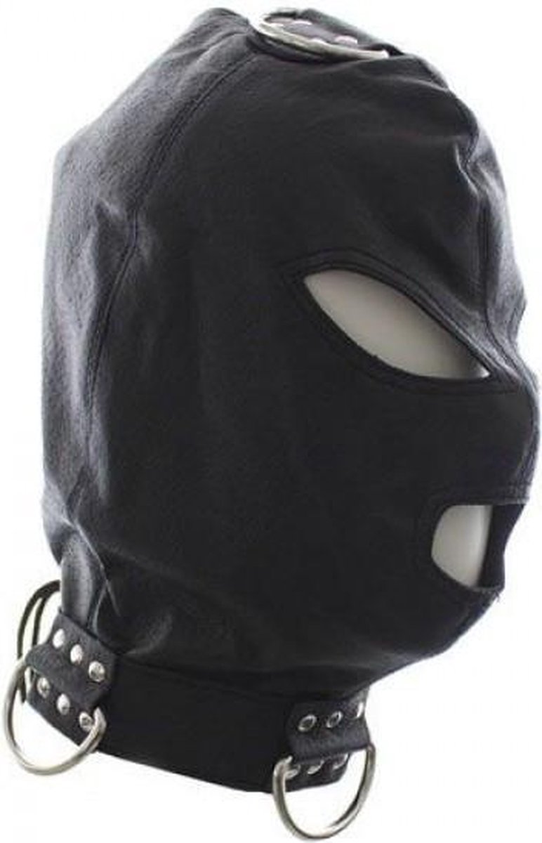 Kunstleren Bondage Masker met Haken - Zwart