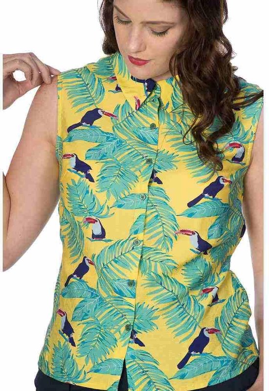 Dancing Days - TOUCAN ALL OVER BLOUSE Blouse - L - Geel