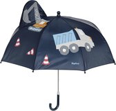 Playshoes - Paraplu 3D voor kinderen - Bouwplaats - Donkerblauw - maat Onesize