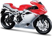 Bburago MV AGUSTA F4 rood/zilver schaalmodel 1:18