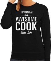 Awesome cook / kok cadeau sweater / trui zwart dames L