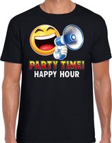Funny emoticon t-shirt Party time happy hour zwart heren XL