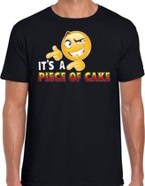 Funny emoticon t-shirt Its a piece of cake zwart heren M