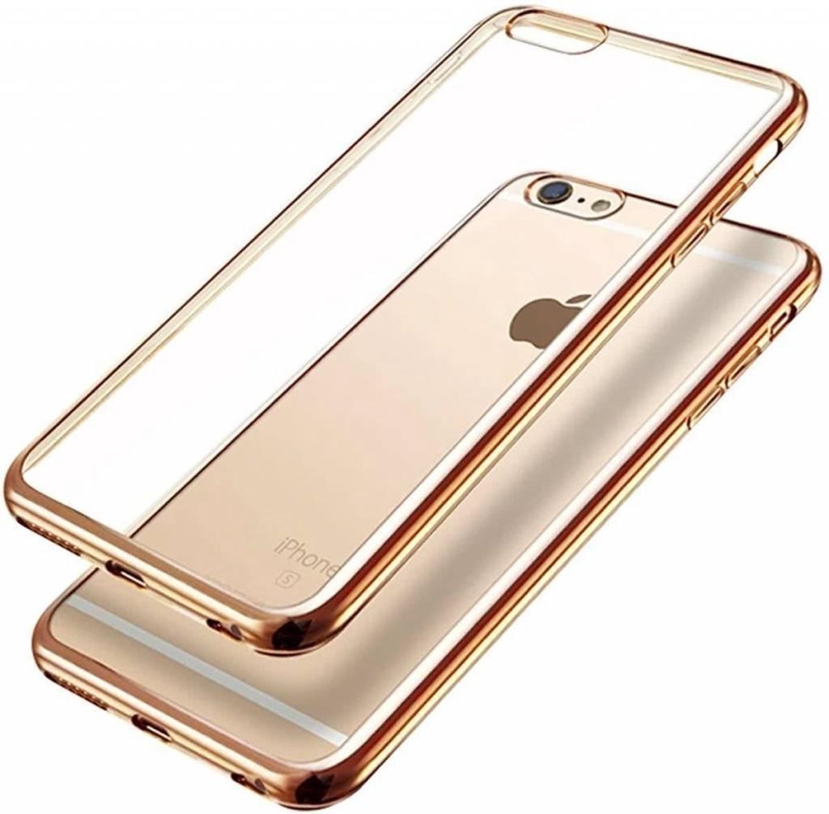 iPhone 6 / 6S ( 4,7 ) Transparant Ou Case / Scratch Proof TPU Case Cover Hoesje Met Frame Champagne Goud