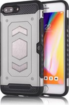 Ntech hoesje Geschikt voor iPhone 7+ / 8+ Luxe Armor Case met Pashouder - Zilver