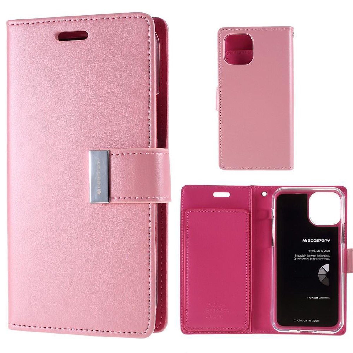 Bookcase Goospery voor iPhone 11 Pro - roze