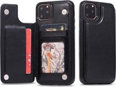 Apple Iphone 11 Zwart backcover/bookcase hoesje met handig opbergsysteem voor pasjes