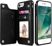 Apple Iphone 7 / 8 Zwart backcover/bookcase hoesje met handig opbergsysteem voor pasjes