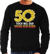 Funny emoticon sweater 50 Toch wel oud voor een kind zwart heren 2XL (56)