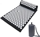 Spijkermat Met Kussen – Acupressuur Mat – Drukpunten Massagekussen - KELERINO. - Zwart