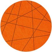 Lijnen vilt onderzetter Rond - Oranje - 6 stuks - Ø 9,5 cm - Tafeldecoratie - Glas onderzetter - Cadeau - Woondecoratie - Woonkamer - Tafelbescherming - Onderzetters Voor Glazen -