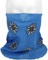 Multifunctionele morf sjaal blauw met edelweiss bloemen