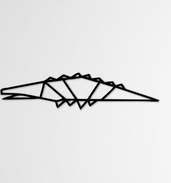LINE ART, KROKODIL - Krokodil zwart - Wanddecoratie - Hout - XL 80 cm