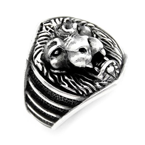 Reinig de vloer het laatste Pickering Zijou Zilveren ring leeuw- 925 silver ring for men- 17.5mm (maat 55) |  bol.com