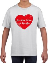 Lieve opa en oma we miss you t-shirt wit voor kinderen L (146-152)