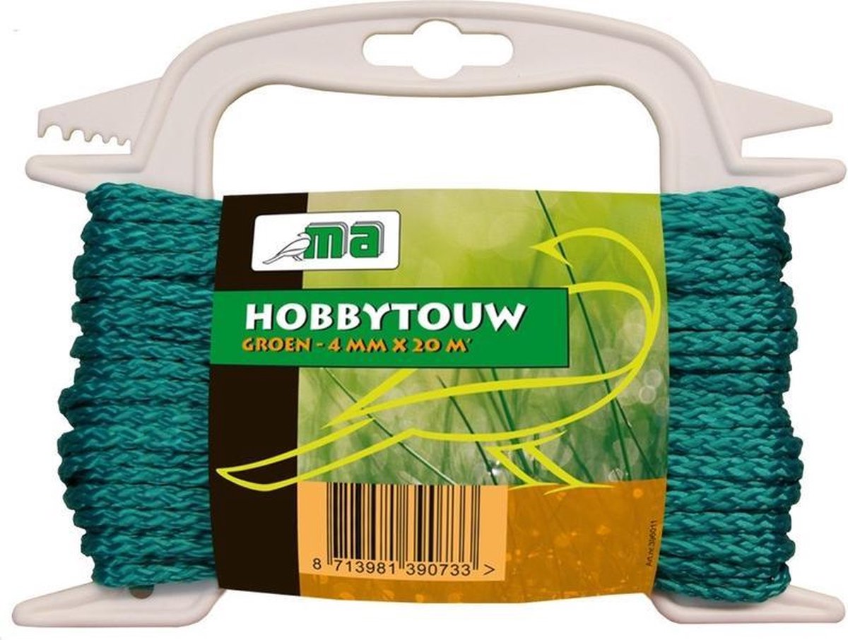 Groen touw/draad 4 mm x 20 meter - Hobby/klus touw gedraaid - Dik en stevig touw voor binnen en buiten gebruik - Merkloos
