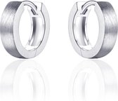 Jewels Inc. - Oorbellen - Oorringen met Scharnier - Vlak Gematteerd - 4mm Breed - 13.5mmØ - Gerhodineerd Zilver 925
