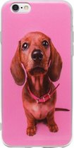 ADEL Siliconen Back Cover Softcase Hoesje Geschikt voor iPhone 6/6S - Teckel Hond