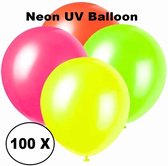 Neon UV ballonnen - 100 stuks - 4 kleuren