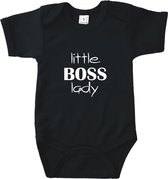 Rompertjes baby met tekst - Little boss lady - Romper zwart - Maat 74/80