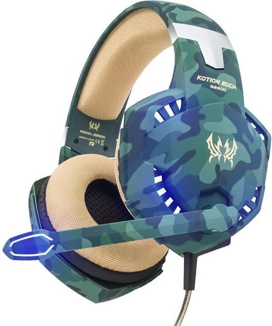 KOTION EACH G2600 - Gaming Headset - PS4 + PC - Camouflage Groen - KOTION EACH