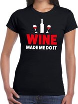 Wine made me do it drank fun t-shirt zwart voor dames - Wijn alcohol drank shirt/kleding L