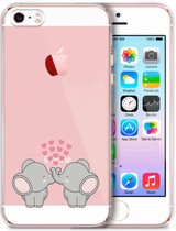 Apple Iphone 5 / 5S / SE2016 siliconen telefoonhoesje transparant olifantjes/hartjes