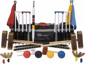 Meester Croquet set, 4 persoons, 16 mm stalen poorten, kunststof ballen, club-kwaliteit Met Luxe tas Klasse en Geweldig