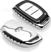 Autosleutel Hoesje geschikt voor Hyundai - SleutelCover - TPU Autosleutel Cover - Sleutelhoesje Chrome / Hoogglans Zilver