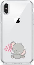 Apple Iphone X / XS Olifant siliconen telefoonhoesje transparant - Olifantje / hartjes