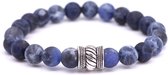 FortunaBeads - Bali Mat Sodaliet - Kralen Armband Heren – Blauw – 20cm