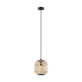 EGLO Bordesley Hanglamp - 1 lichts - Ø21cm. - E27 - Zwart/bamboo