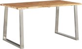 Eettafel - Massief acaciahout en RVS - 140x80x75 cm