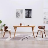 Eetkamerstoelen 2 st gebogen hout en kunstleer créme