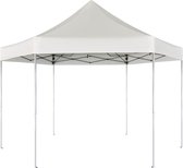 Partytent pop-up opvouwbaar zeshoekig crémewit 3,6 x 3,1 m