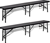 Tuinbanken inklapbaar 2 st 180 cm HDPE zwart