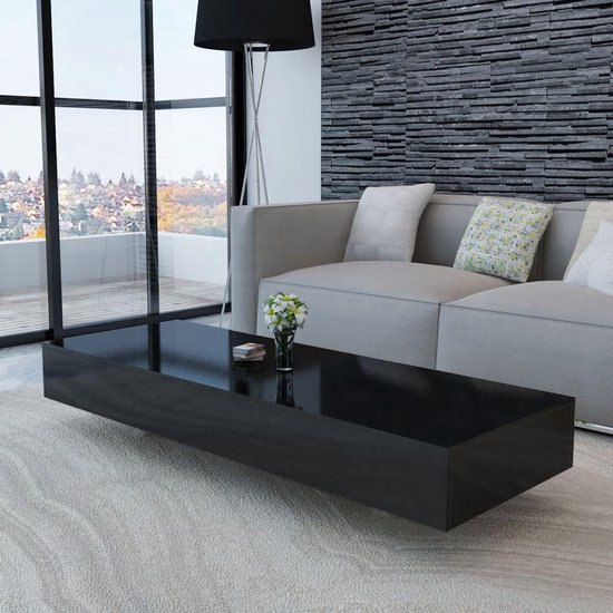 Salontafel 75x75x38 cm spaanplaat hoogglans zwart kopen