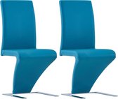Eetkamerstoelen met zigzag-vorm 2 st kunstleer blauw